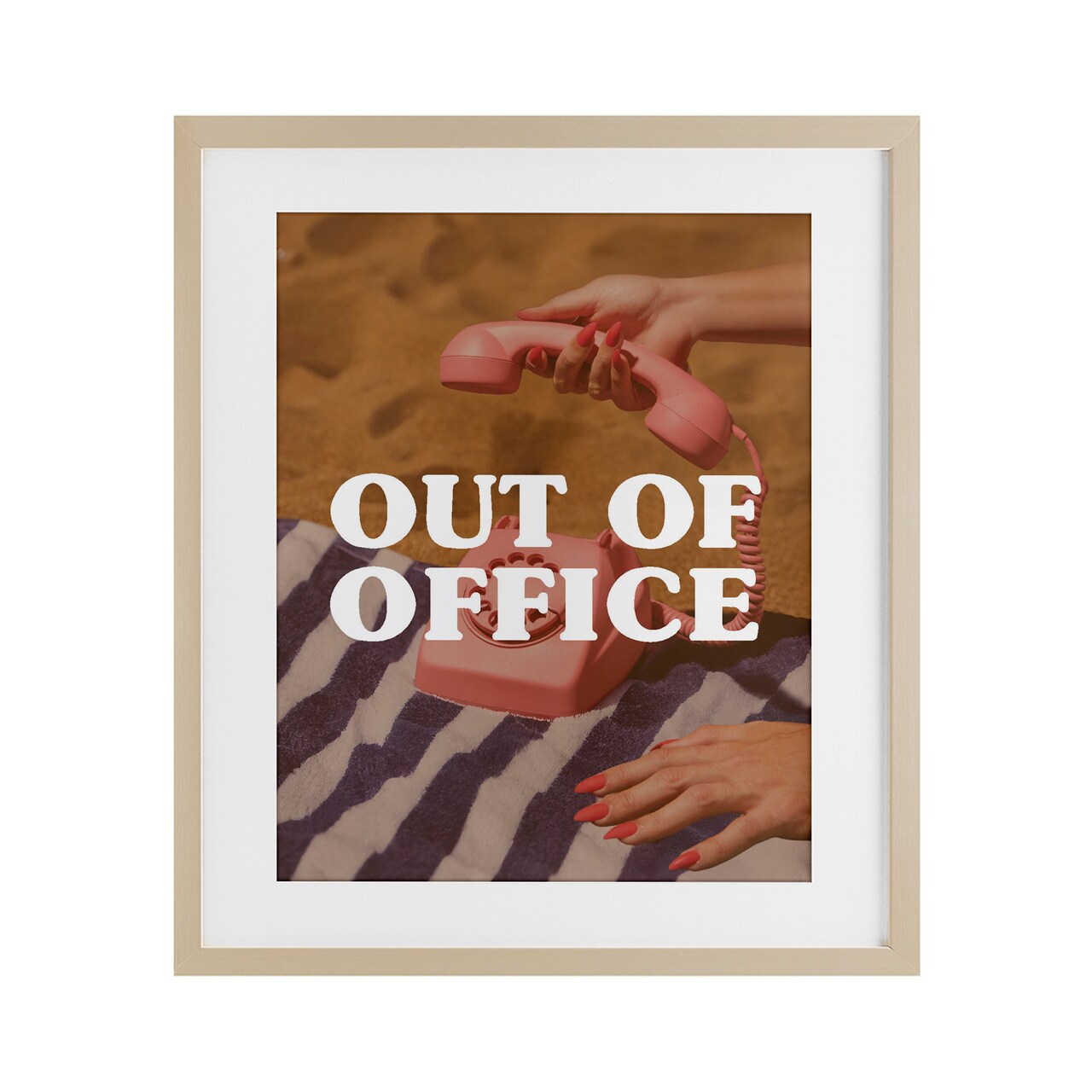 Stupell Industries Out of Office Pink Phone Framed Print Under Glass, design by Lil' Rue